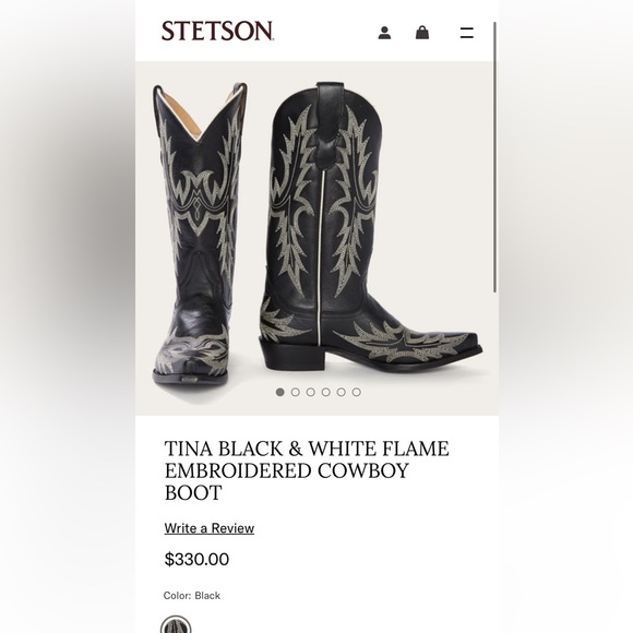 STETSON Cowgirl Boots Black NEW - Picture 4 of 4